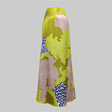 Yeezzi Floral Batwing Blouse & High-Waist A-Line Skirt