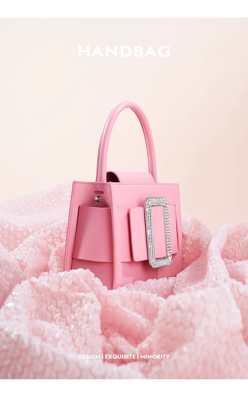 BAFELLI 2026 NEW WOMEN'S FASHION PINK EVENING HANDBAG SHOULDER BOXY BAG CASUAL PURSE LUXURY BRAND DESIGNER LEATHER TREND LADY