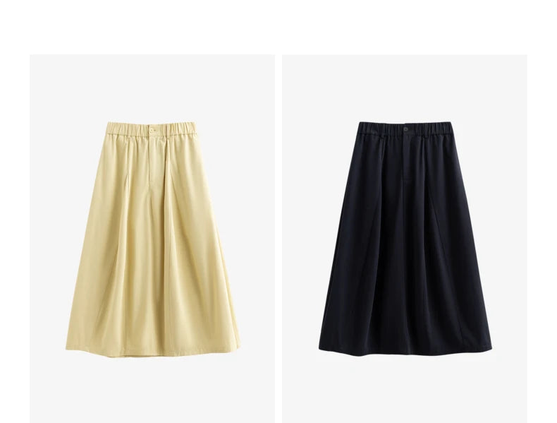 Toyouth Women's Cotton A-Line Midi Skirt | S–XL