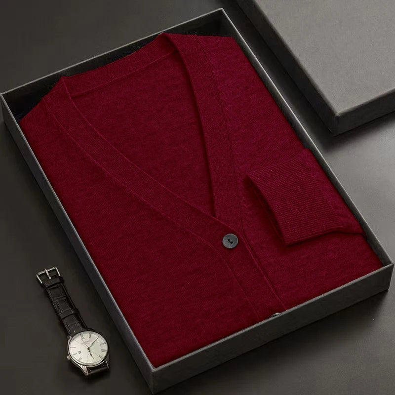 Men's Premium V-Neck Button-Down Cardigan Sweater
