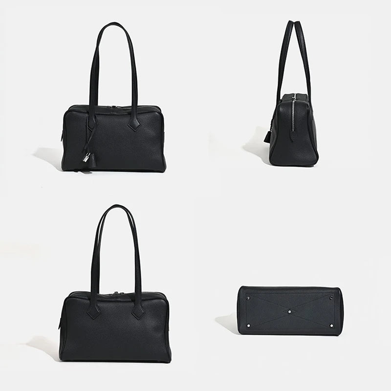 2026 Spring Luxury Brand Genuine Leather Women Bags Cowhide Casual Totes Women Handbags Fashion Silver Lock Shoulder Bags Woman
