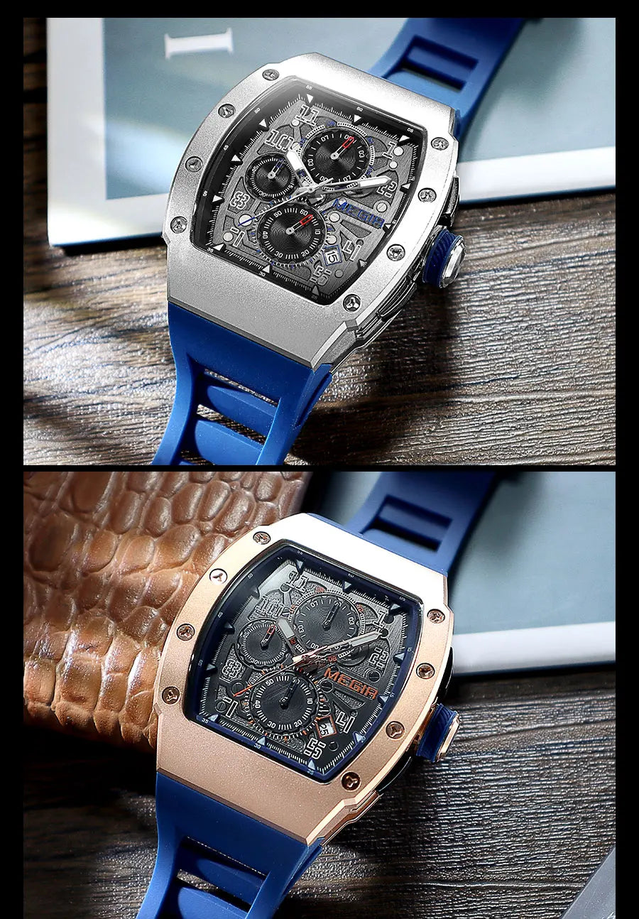 Men's Sport Chronograph: Stainless Steel Waterproof Quartz Watch