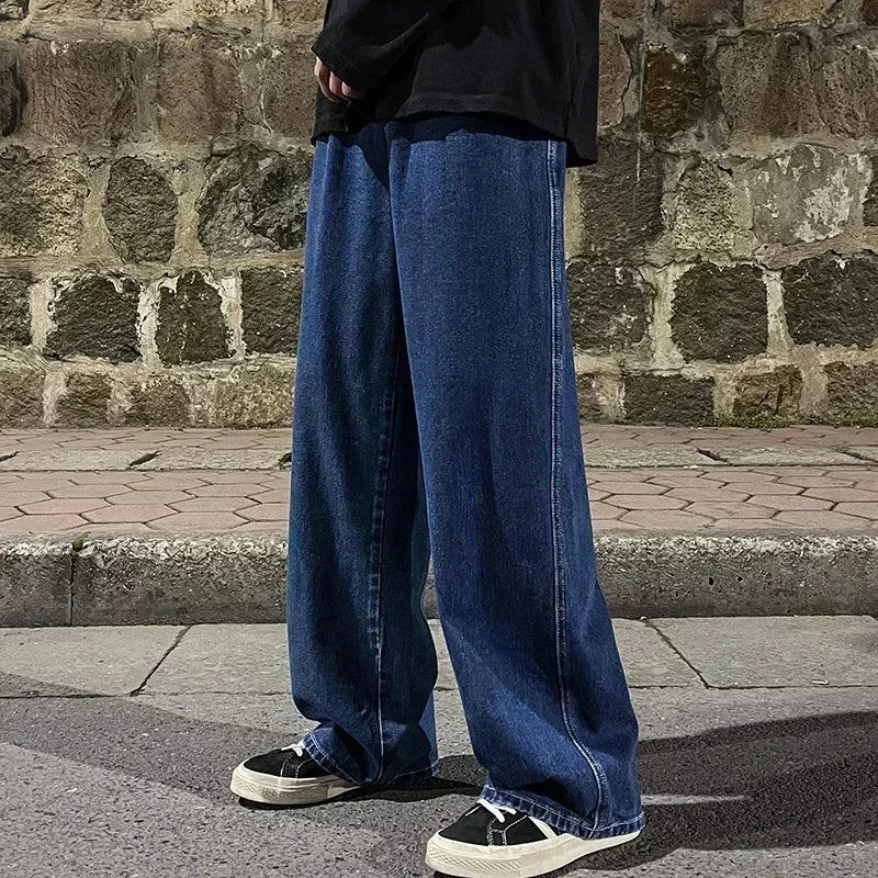 Men's Korean Wide-Leg Jeans – Relaxed Streetwear Fit