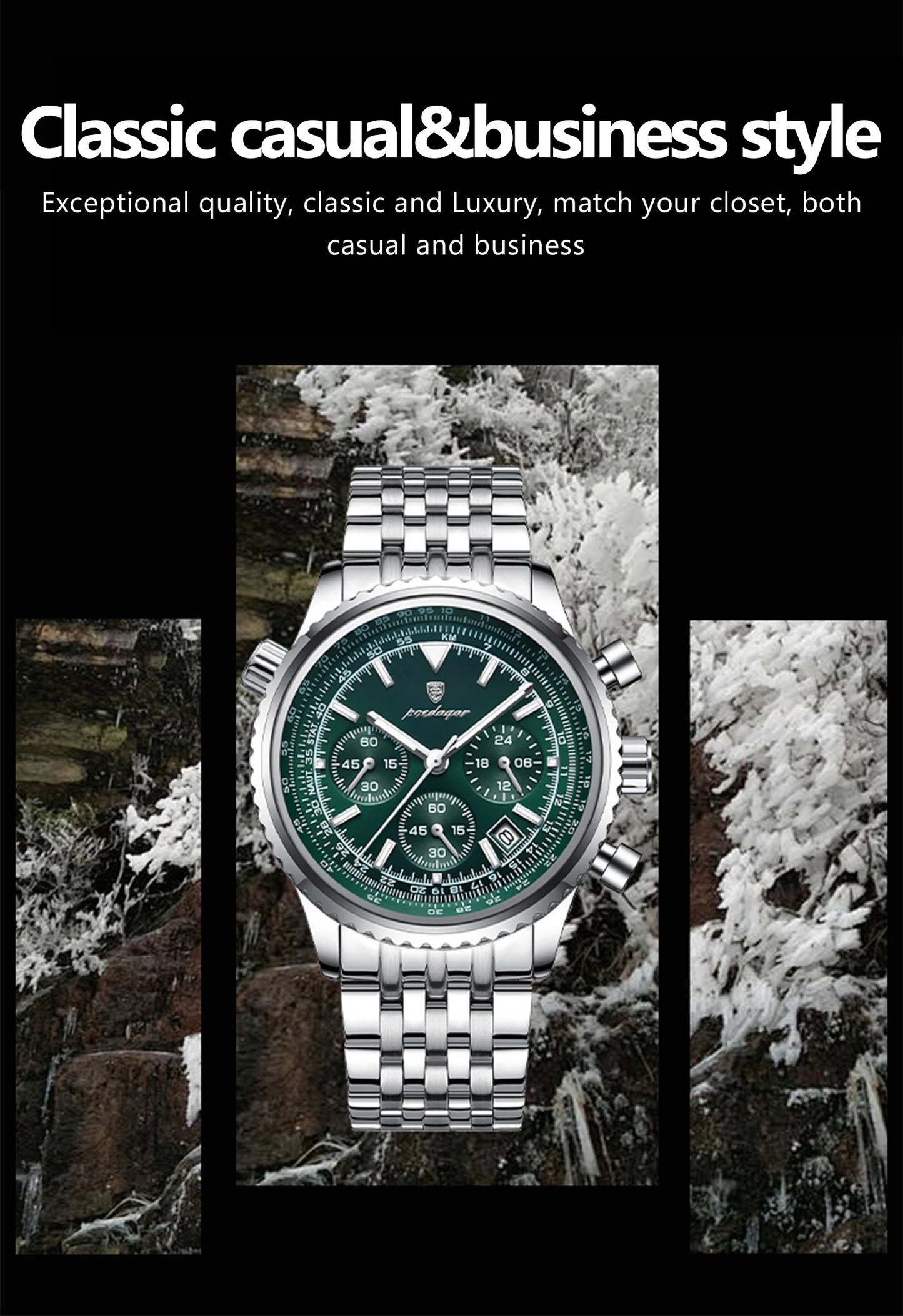 POEDAGAR Men's Luxury Chronograph Wristwatch