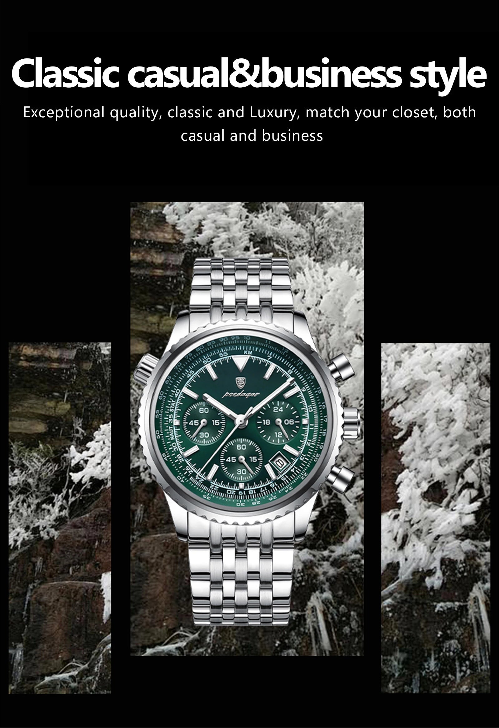 POEDAGAR Men's Luxury Chronograph Wristwatch