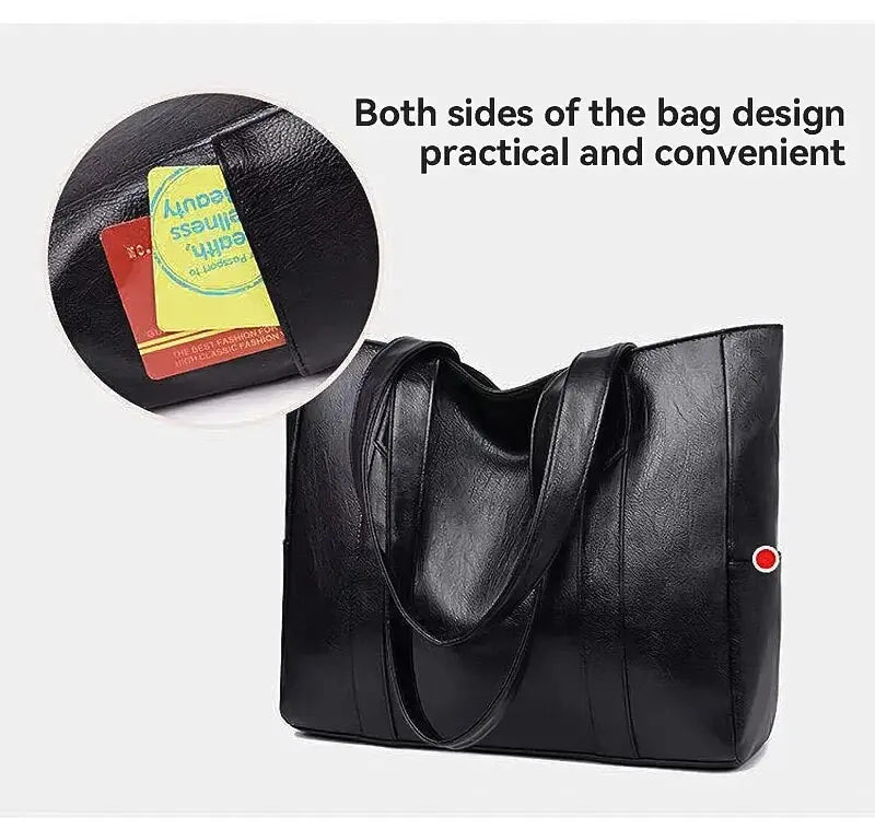 Vintage Vegan Leather Large Capacity Tote