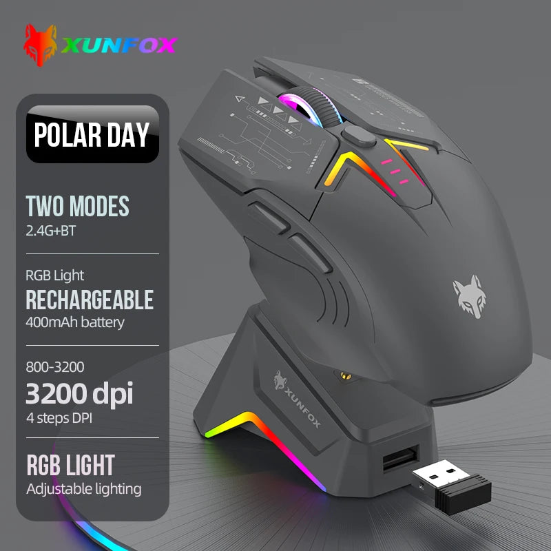 XUNFOX H2 Bluetooth Wireless Mouse Laptop Desktop Home Office Magnetic Fast Charging Luminous Mouse