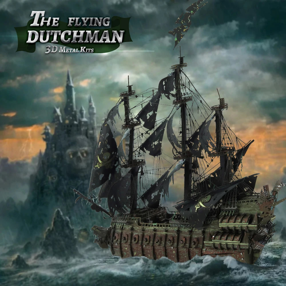 Piececool 3D Metal Puzzle The Flying Dutchman Model Building Blocks Pirate Ship Jigsaw for Teens Brain Teaser DIY Toys