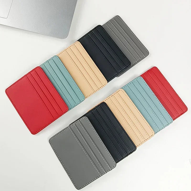 1Pc Pu Leather ID Card Holder Candy Color Bank Credit Card Box Multi Slot Slim Wallet for Women Men Business Card Cover