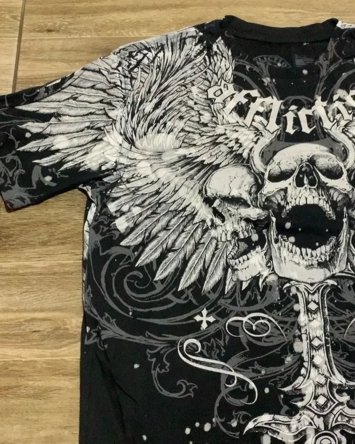Y2K Gothic Skull Oversized Graphic Tee