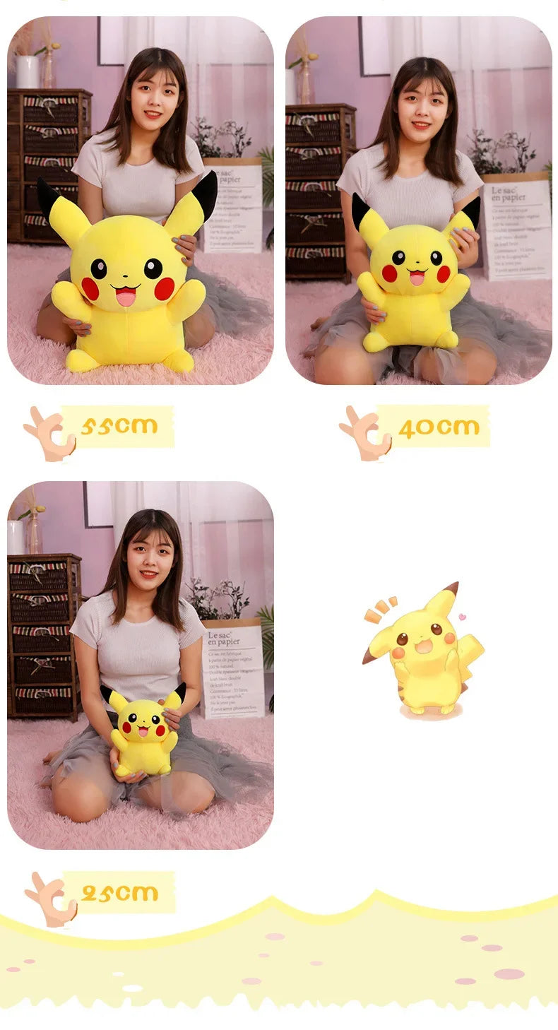 25/45/55/65CM Pokemon Pikachu Plush Doll Japanese Cartoon Animal Stuffed Toy Kawaii Pikachu Ornaments Sofa Cushion Plushies Gift