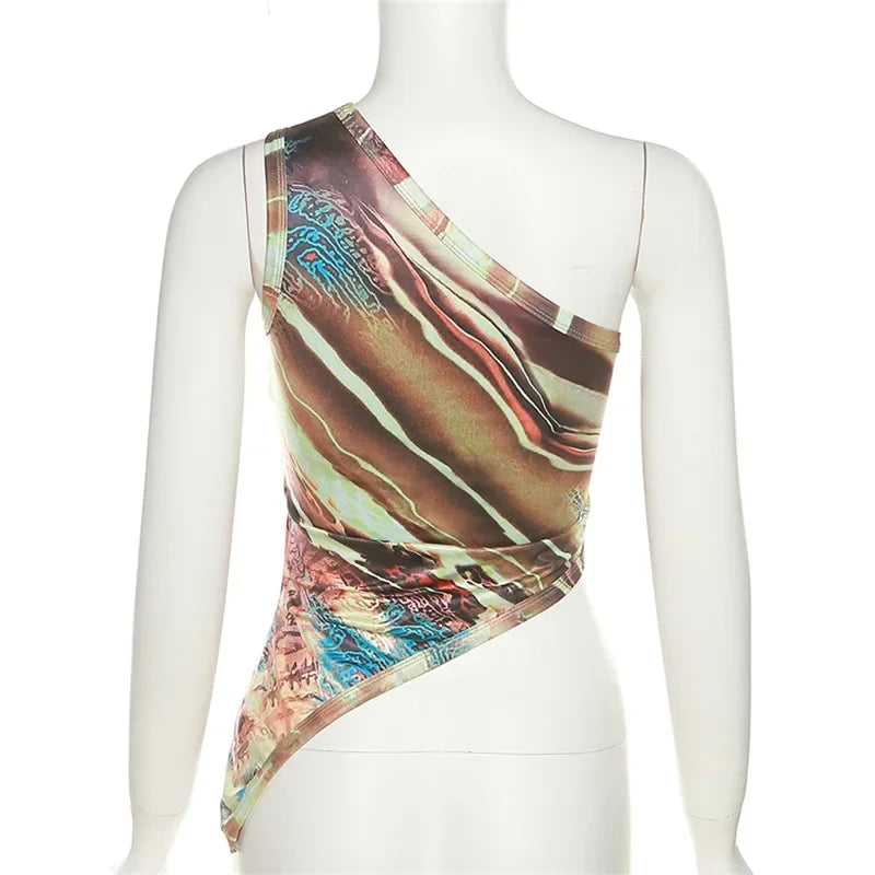 Y2K Asymmetrical Single-Shoulder Crop Top