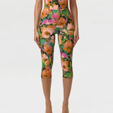 Trendy Bright Set Floral Print Spicy Girls Bodysuit Mid-calf Leggings Slim Fit Women Summer Party Chic Beach Festival Outfits