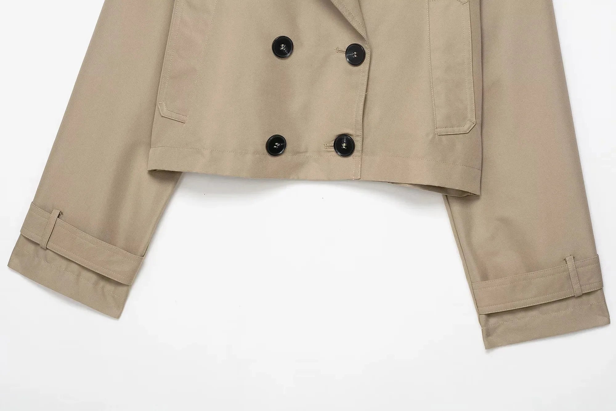 Classic Lapel Double-Breasted Short Trench