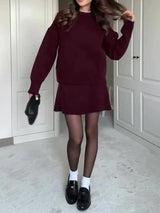 Chic USA-Made Knitted 2-Piece Sweater & Mini Skirt Set