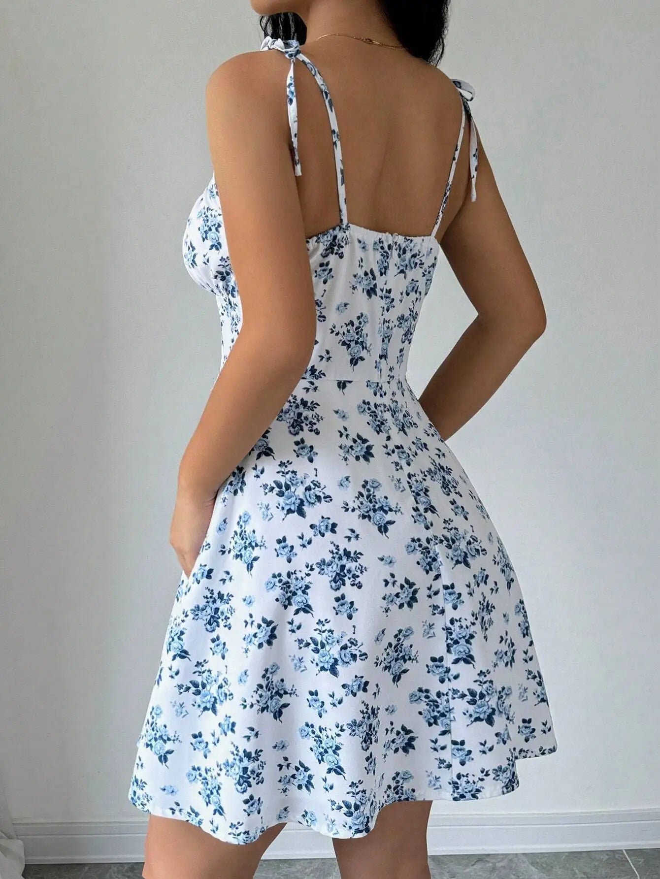 Women's Summer Floral Spaghetti Strap Mini Sundress – Casual A-Line Beach Dress