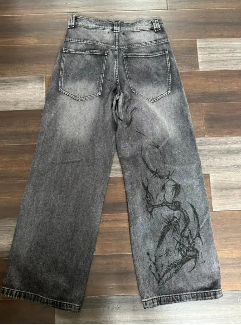 Harajuku Vintage Washed Gray Jeans