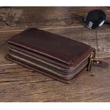 Handmade Vintage Crazy horse Genuine Leather Wallet men Leather long wallet clutch bag male purse money clips money bag