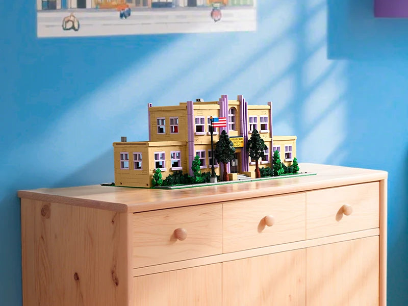 Springfield Elementary School House Modular Buildings Blocks City Apartment Architecture Brick Model Kit Adult DIY Gift 3500PCS