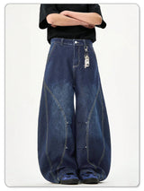 Unisex Blue Wide-Leg Balloon Jeans