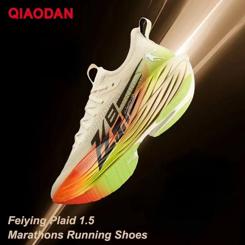 QIAODAN Feiying Plaid 1.5 Men 2025 Professional Marathons Running Shoes Anti-slip Shock-Absorbant Breathable Sneakers BM23240290