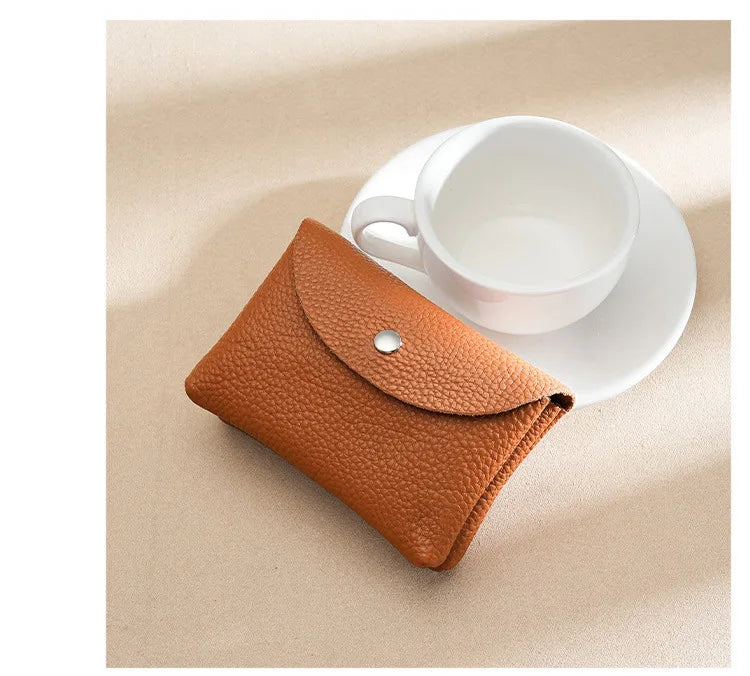 Custom Letters Fashion Women Short Wallet Genuine Leather Double Wallet Small Coin Purse Mini Credit Card Holder Key Storage Bag