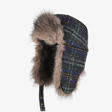 fashion Plaid tweed Bomber hat women ski cap winter hat faux fur pilot hat thickened warm ear protection hat versatile털모
