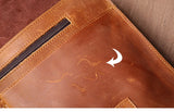 LUOKIR Vintage Crazy Horse Briefcase Travel Genuine Leather Handbag Luxury Men's Messenger Computer Shoulder Bag 14 Inch Laptop