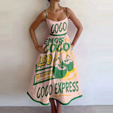 Women's Print Camisole A-Line Midi Dress