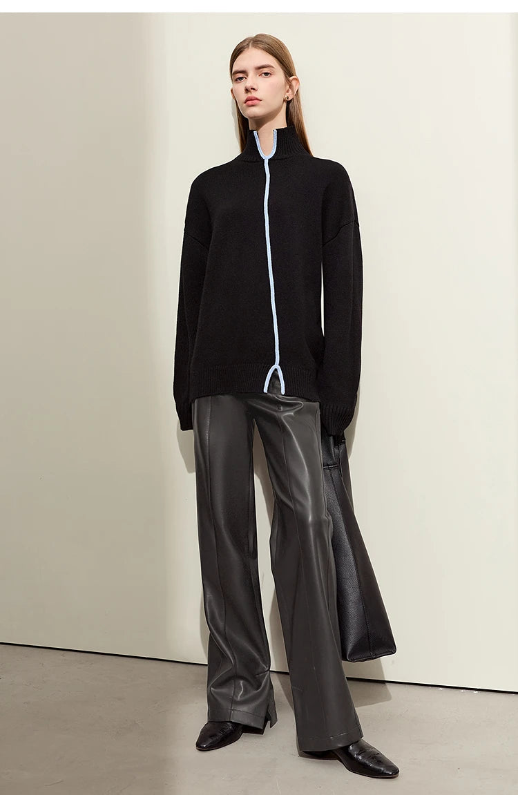 Minimalist Straight-Leg PU Leather Trousers