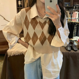 Women's Plaid V-Neck Cropped Sweater Vest