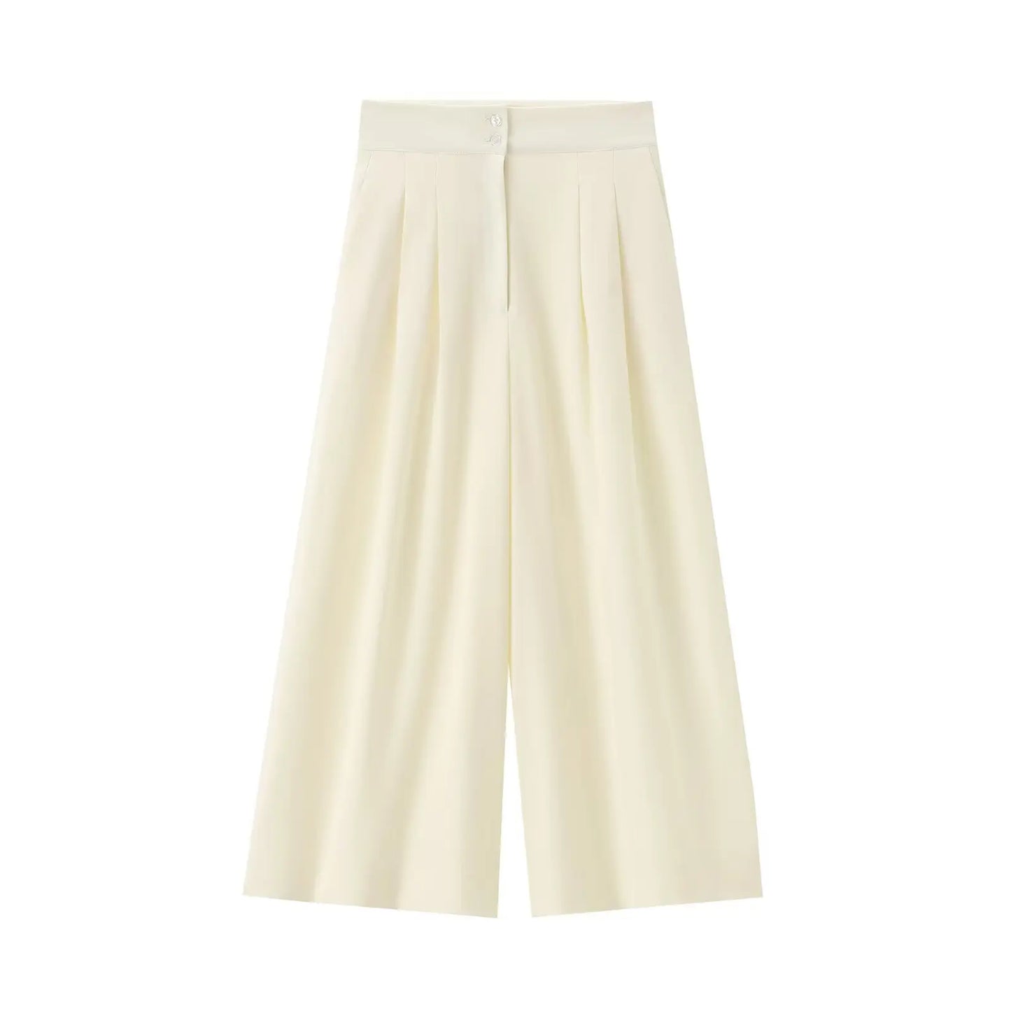 2-Piece Sleeveless V-Neck Trouser Set with Belt – Summer Commuter Wide Leg Suit