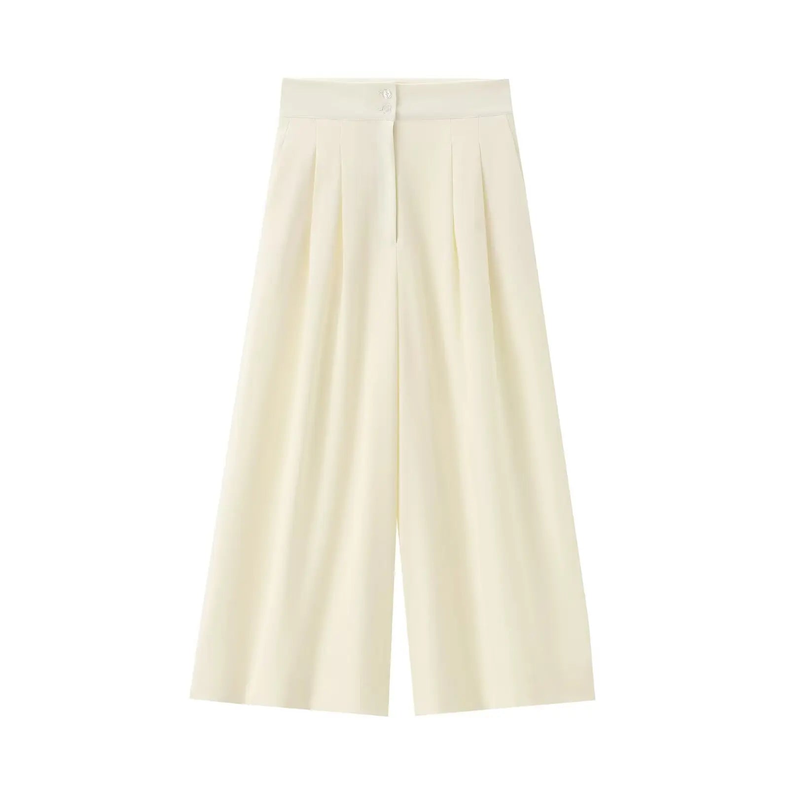2-Piece Sleeveless V-Neck Trouser Set with Belt – Summer Commuter Wide Leg Suit