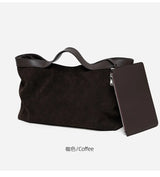 Motingsome Winter New Suede Big Tote Women Matte Cowhide Leather Handbag Oversized Shoulder Bowling Shopper Purse Luxury Design
