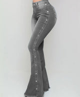 Women's High-Waist Stretch Denim Flare Pants