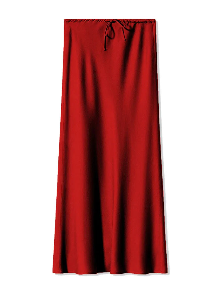 Women's Satin Maxi Skirt – Elegant Ankle-Length