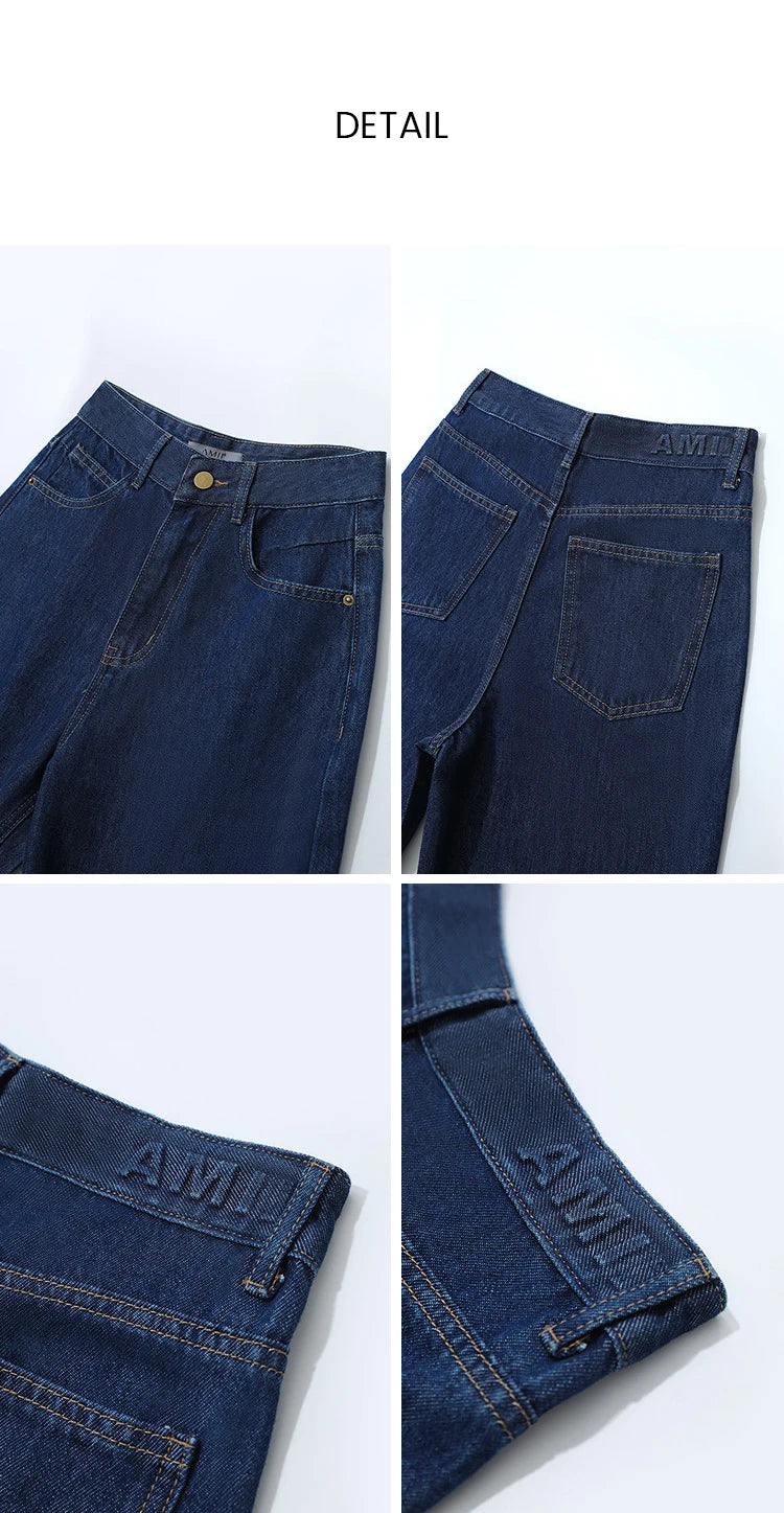 AMII Women's Barrel Jeans – Retro Straight Denim Trousers