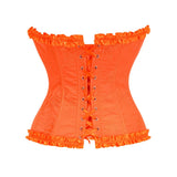 USA-Made Jacquard Ruffled Overbust Corset – Gothic Victorian Push-Up Bustier