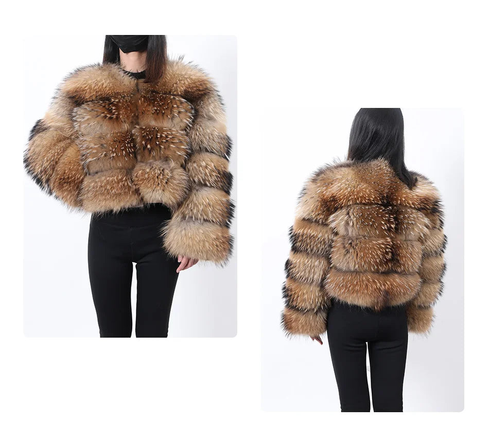 Luxury Women’s Real Raccoon & Fox Fur Jacket | Premium Winter Outerwear