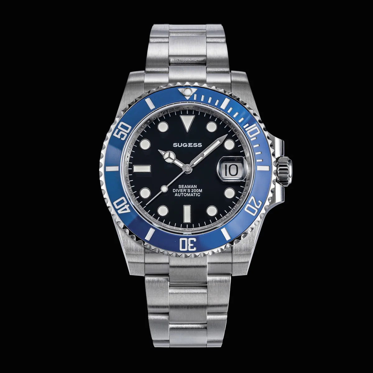 Sugess Watch of Men Diver 2130 Automatic Mechanical Wristwatch Date Sapphire Crystal Luminous Ceramic Bezel Waterproof 200M S421