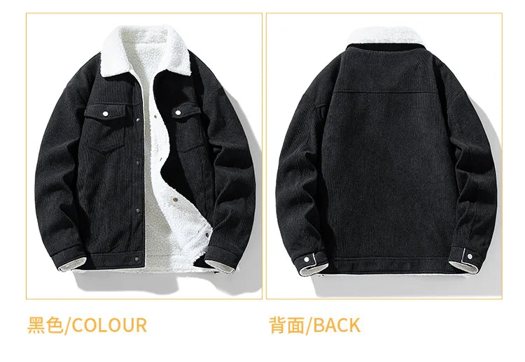 Men's Corduroy Fleece Jacket – Warm Winter Coat