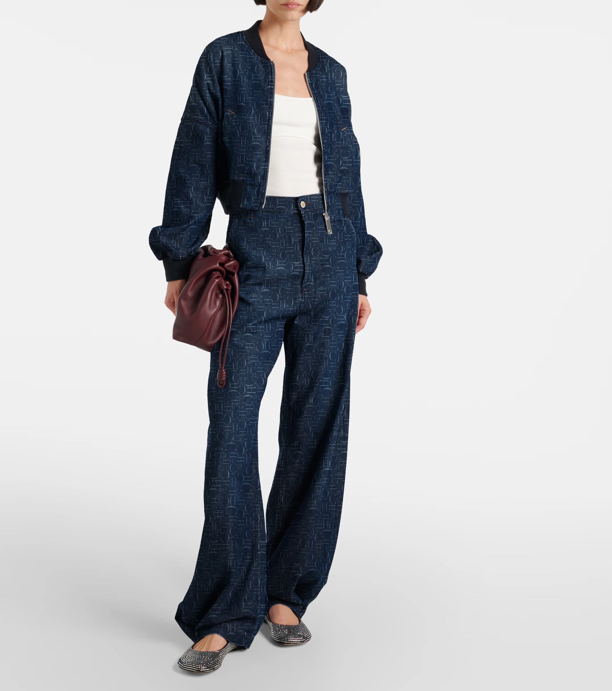 Spring Denim Casual Zipper Jacket – Simple Letter Print Coat