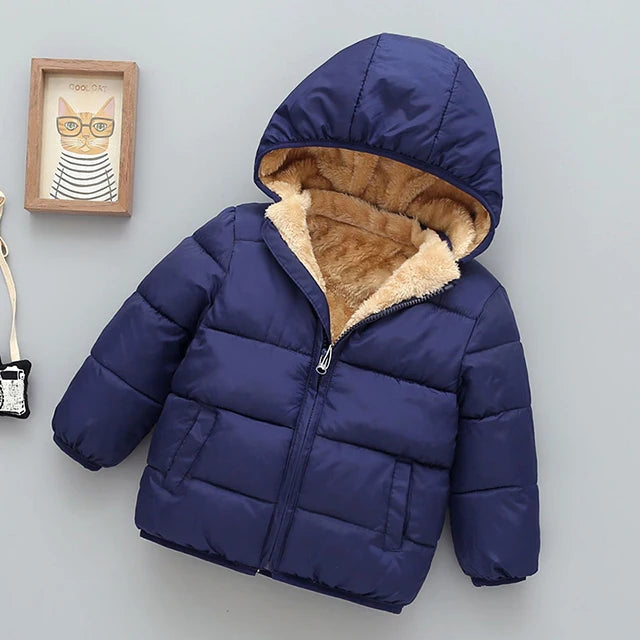 Kids’ Plush Cartoon Hooded Jacket