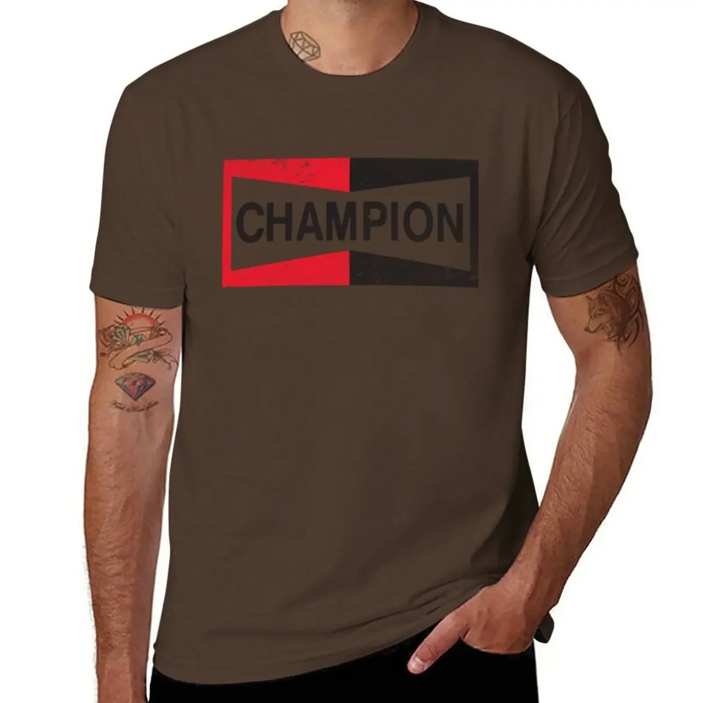 Men’s Champion Spark Plug Retro Distressed Emblem Tee