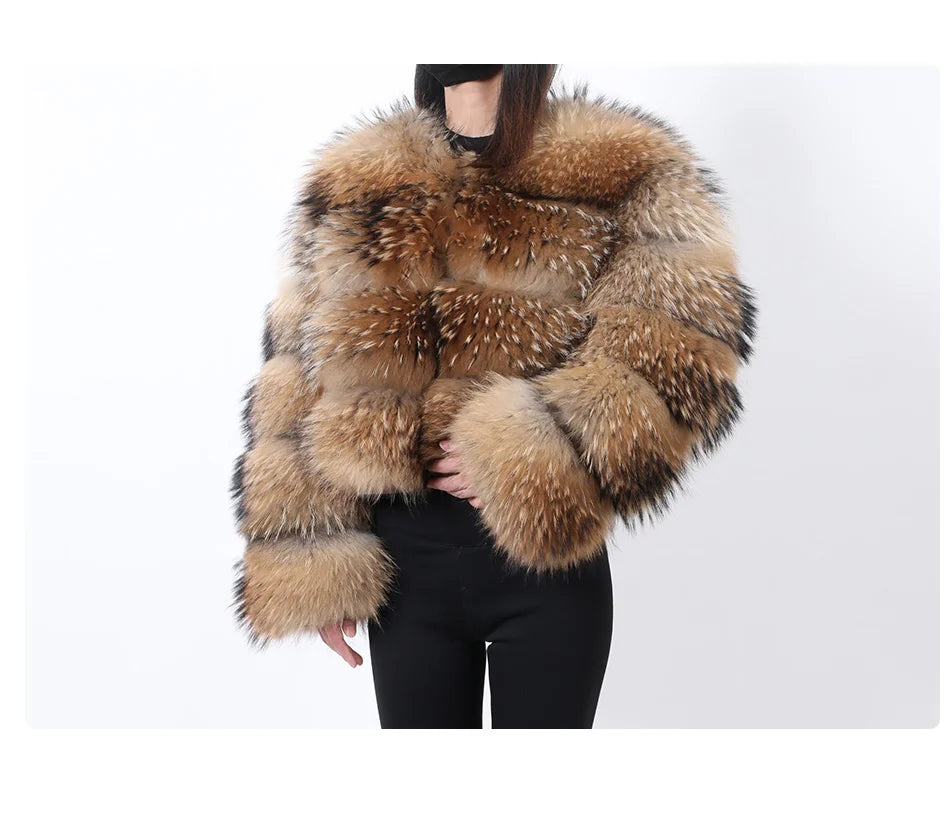 Luxury Women’s Real Raccoon & Fox Fur Jacket | Premium Winter Outerwear