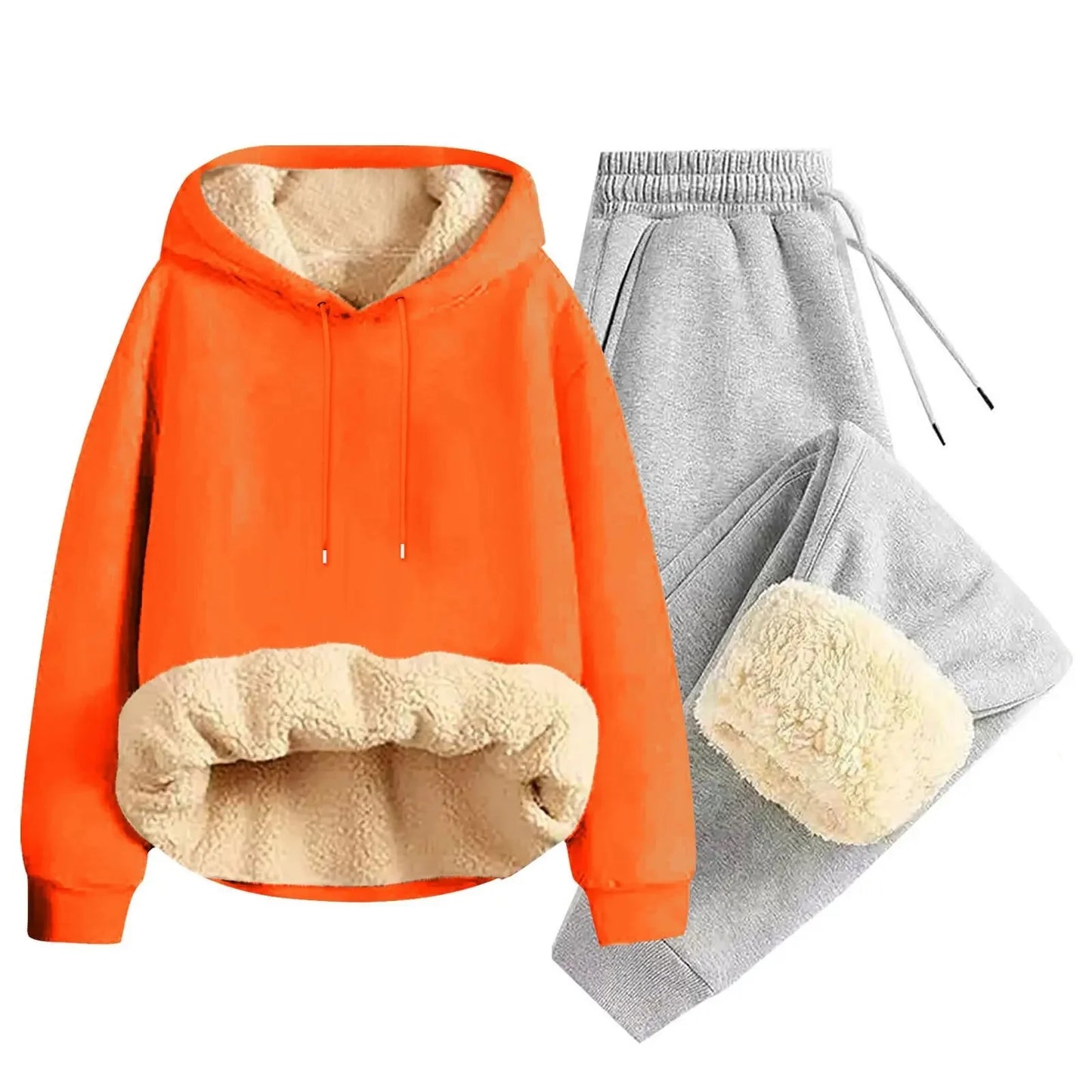 Men’s Thickened Lamb Velvet Hoodie Set