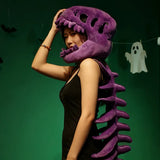 115cm Cosplay Wearable Dinosaur Skeleton Headgear Funny Party Decor Doll Soft Stuffed Animal Soft Plush Halloween Game Prop Gift