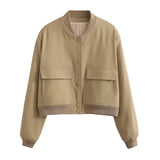 Willshela Women's Solid Bomber Jacket with Pockets