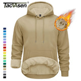 TACVASEN Autumn Winter Fleece Hoodies Mens Thermal Warm Hooded Sweatshirts Pockets Casual Hoodies Pullover Tops Male
