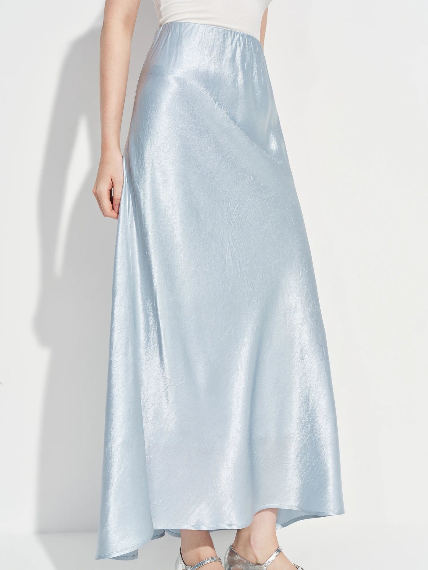Acetate Trumpet Midi Skirt – Elegant Drape